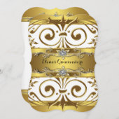 Elegant Gold White Quinceanera Einladung (Vorne/Hinten)