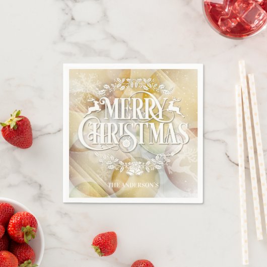 Elegant Gold White Rentier Weihnachten Serviette (Beispiel)