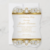 Elegant Gold White Silver Pearl Silk Geburtstag Einladung (Rückseite)