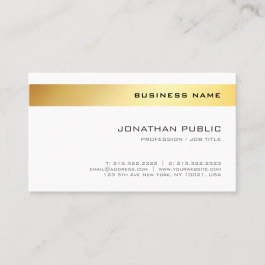 Elegant Gold White Simple Template Company modern Visitenkarte (Vorderseite)