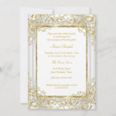 Elegant Gold White Tiara Princess Quinceanera Einladung (Rückseite)