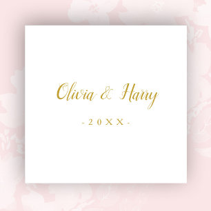 Elegant Gold White Wedding Paper Napkin Serviette