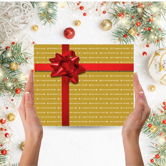 Elegant Gold Wiederholung Name Muster Weihnachtsge Geschenkpapier Set
