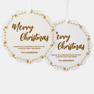 Elegant Gold Wreath Pine Tree fröhliche Xmas für s Ornament Karte