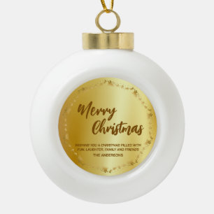 Elegant Gold Wreath Santa Sled Deer fröhlich Xmas Keramik Kugel-Ornament