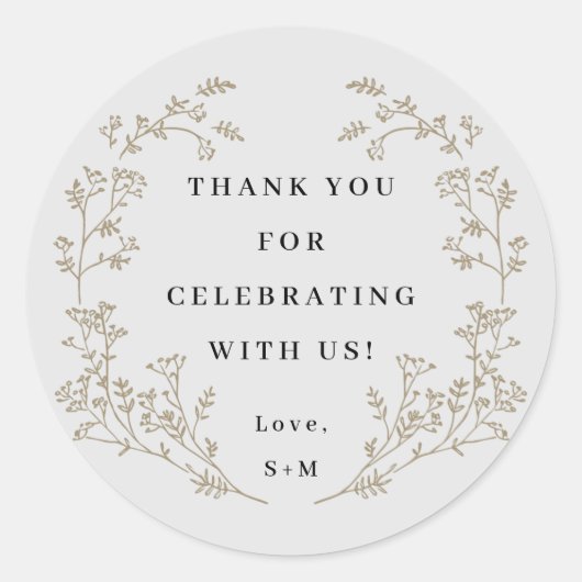 Elegant Gold Wreath Vielen Dank Runder Aufkleber (Vorderseite)