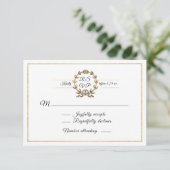 Elegant Gold Wreath White Script Calligraphy UAWG RSVP Karte (Stehend Vorderseite)