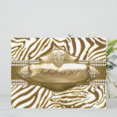 Elegant Gold Zebra 50. Geburtstagsparty Einladung (Stehend Vorderseite)
