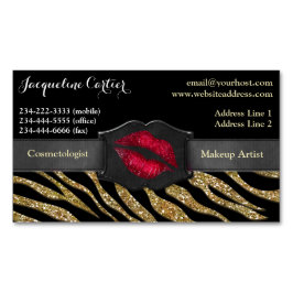 Elegant Gold Zebra Glitzer Kiss Kosmetologe Magnetische Visitenkarte
