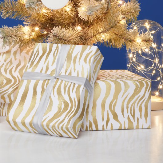Elegant Gold Zebra Stripes Geschenkpapier (Feiertage)