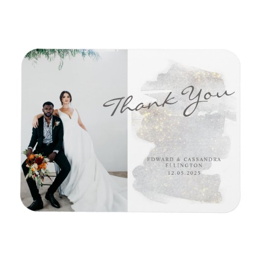 Elegant goldberührtes Silver-Gray Wedding Vielen D Magnet (Horizontal)