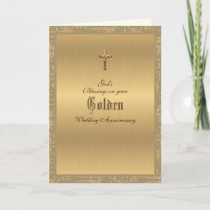 Elegant Golden 50. Hochzeit Jahrestag Religious Karte