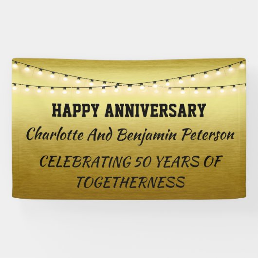 Elegant Golden 50. Hochzeitstag Banner (Horizontal)