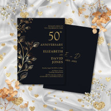 Elegant Golden 50. Hochzeitstag Einladung