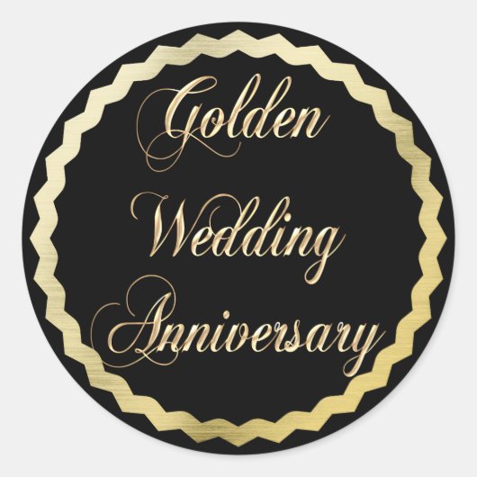 Elegant Golden 50. Hochzeitsticker Runder Aufkleber (Vorderseite)