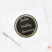 Elegant Golden 50. Hochzeitsticker Runder Aufkleber (Umschlag)