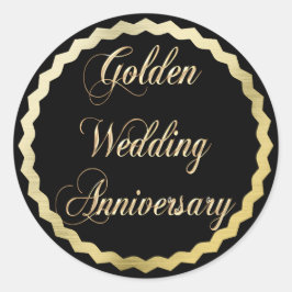 Elegant Golden 50. Hochzeitsticker Runder Aufkleber