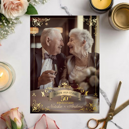 Elegant Golden 50 Jahre Ehe Vow Renewal Folieneinladung