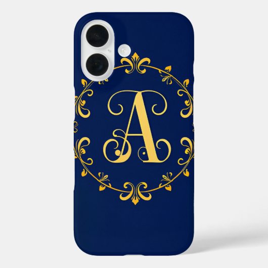 Elegant Golden A Letter Monogram Case-Mate iPhone Hülle (Rückseite)