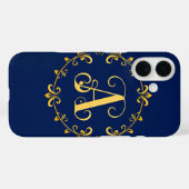 Elegant Golden A Letter Monogram Case-Mate iPhone Hülle (Rückseite (Horizontal))