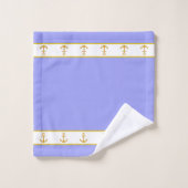 Elegant, Golden Anchors on White & Light Blue Badhandtuch Set (Waschlappen)