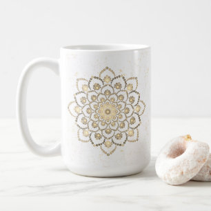 Elegant Golden and White Mandala Kaffeetasse