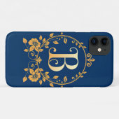 Elegant Golden B Letter Monogram Case-Mate iPhone Hülle (Rückseite (Horizontal))