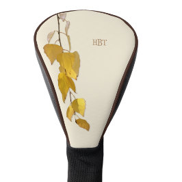 Elegant Golden Birch Leaf Personalized Christmas   Golf Headcover