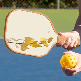 Elegant Golden Birch Leaf Personalized Christmas   Pickleball Schläger