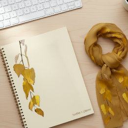 Elegant Golden Birch Leaf Personalized Christmas Planer