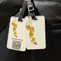 Elegant Golden Birch Leaves Christmas Gift Gepäckanhänger