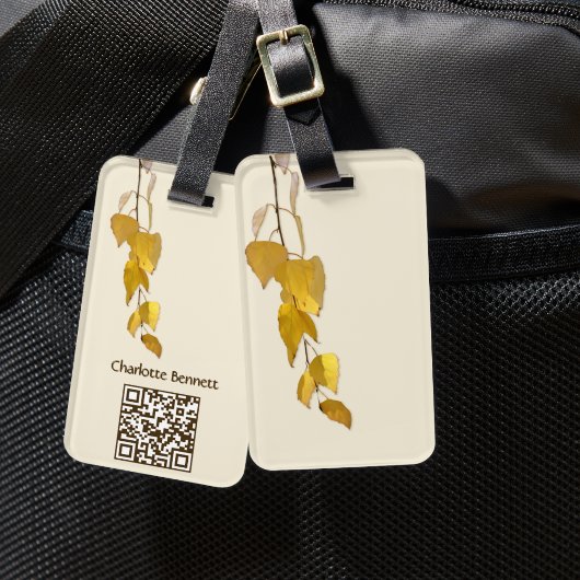 Elegant Golden Birch Leaves Christmas Gift Gepäckanhänger