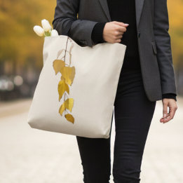 Elegant Golden Birch Leaves Christmas Gift Tasche