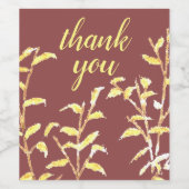 Elegant Golden Botanical Vielen Dank Weinetikett (Einzelnes Label)