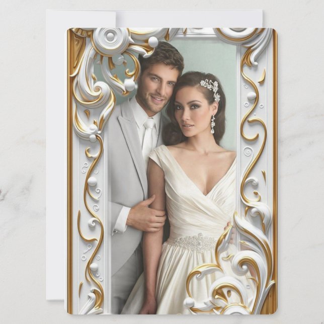 "Elegant Golden Botanical Wedding Invitation - Foi (Rückseite)