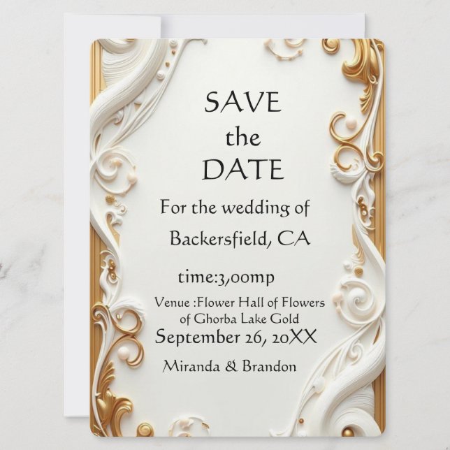 "Elegant Golden Botanical Wedding Invitation - Foi (Vorderseite)