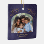 Elegant Golden Branches Arch Photo Blue Keramikornament (Rechts)