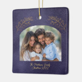 Elegant Golden Branches Arch Photo Blue Keramikornament (Links)