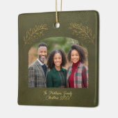 Elegant Golden Branches Arch Photo Green Keramikornament (Links)