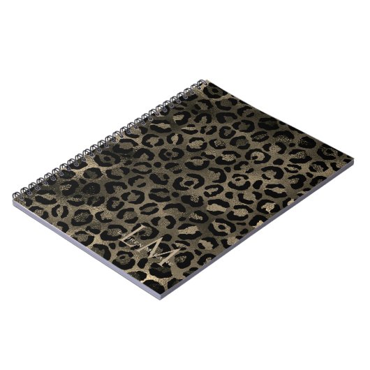 Elegant Golden Brown Leopard Monogram Notebook Notizblock (Linke Seite)