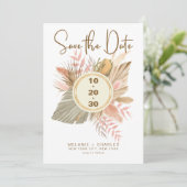 Elegant Golden Brown Pampas Grass Boho Foliage Save The Date (Stehend Vorderseite)