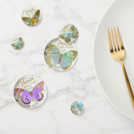 Elegant Golden Butterfets Personalisierter Name Da Konfetti