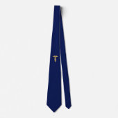 Elegant Golden Caduceus on Navy Blue Krawatte (Vorderseite)