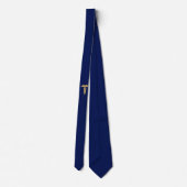 Elegant Golden Caduceus on Navy Blue Krawatte (Rückseite)