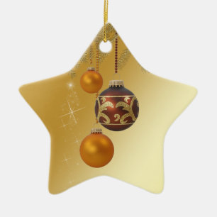 Elegant Golden Christmas Keramik Ornament