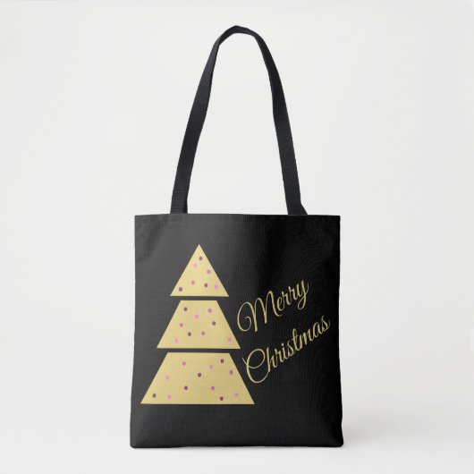 Elegant Golden Christmas Tree Tote Bag Tasche (Vorderseite)