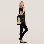 Elegant Golden Christmas Tree Tote Bag Tasche (Am Model)