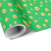 Elegant Golden Confetti on Green Geschenkpapier (Rolleneckpunkt)