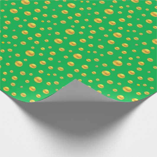 Elegant Golden Confetti on Green Geschenkpapier (Ecke)