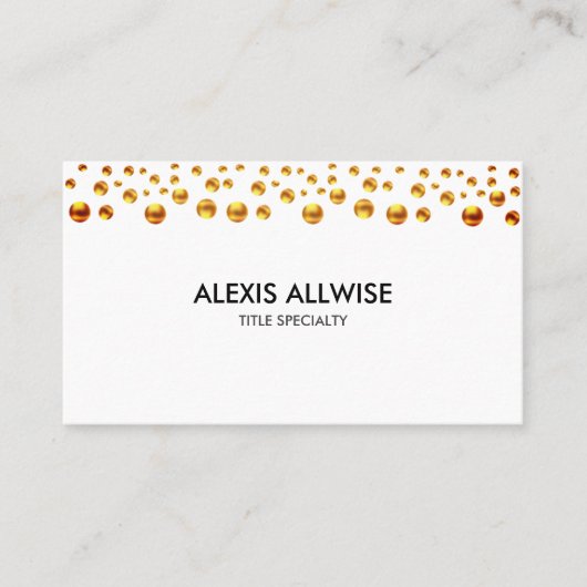 Elegant Golden Confetti on White Visitenkarte (Vorderseite)